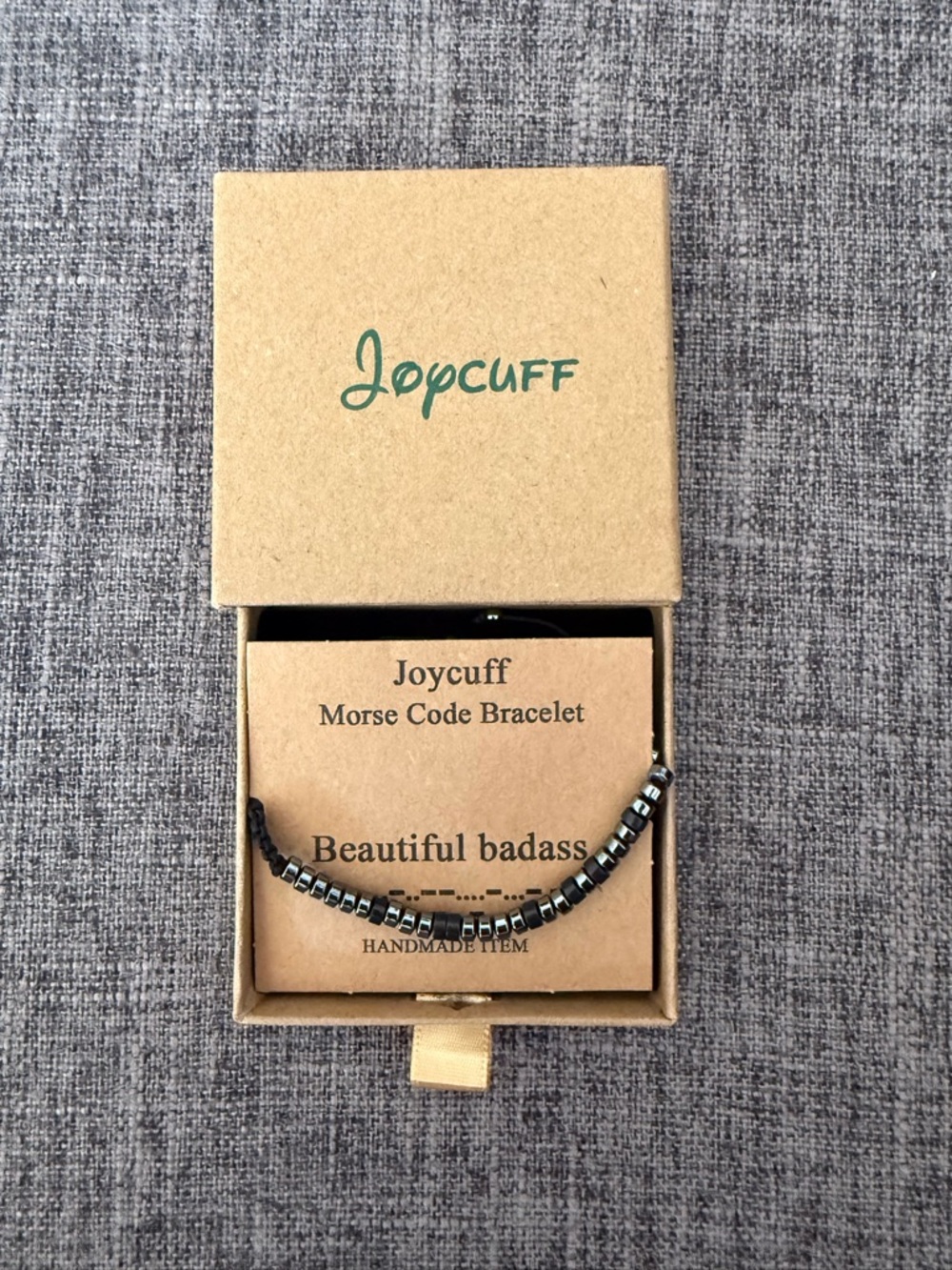 Joycuff Black Beaded Morse Code Bracelet